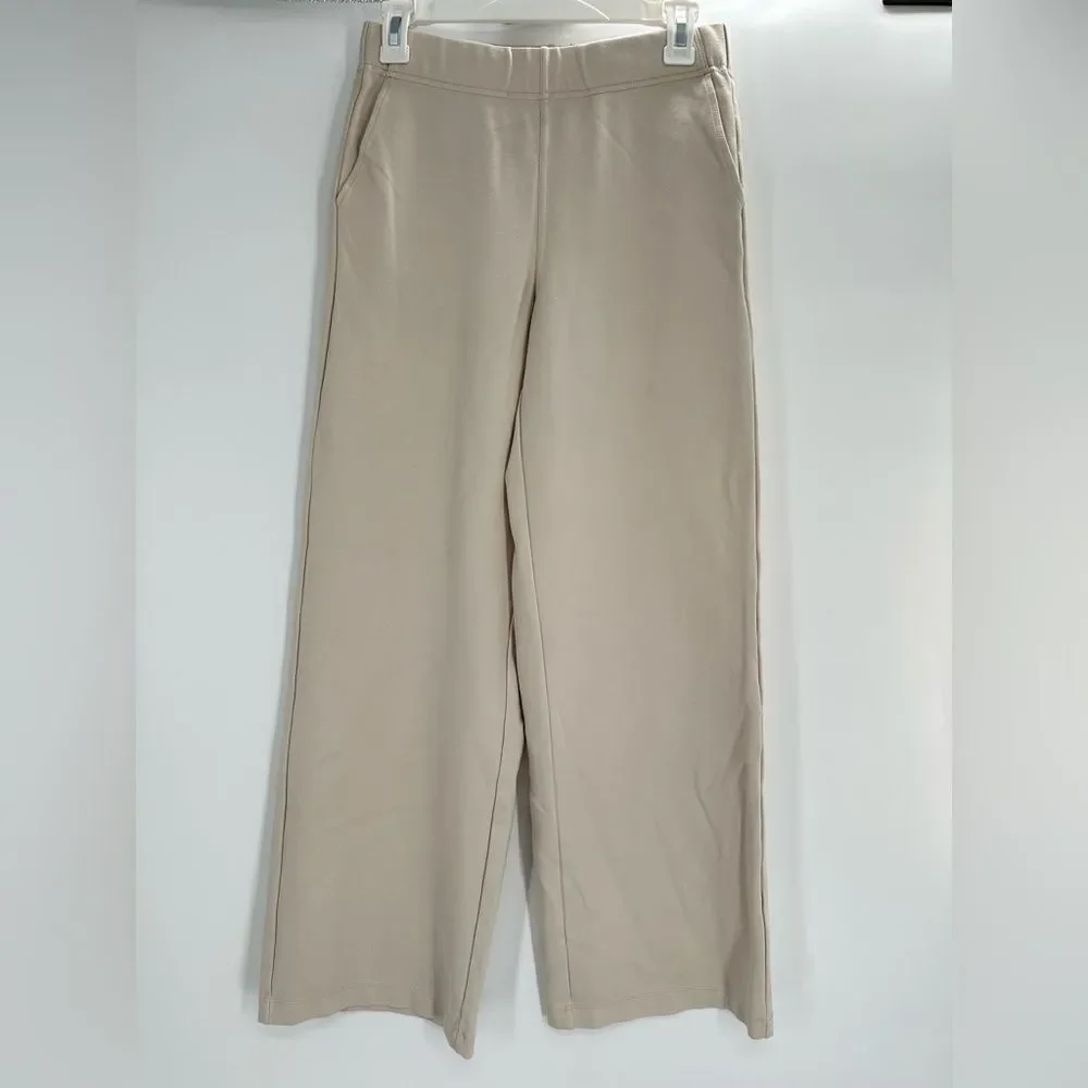 Madewell Size Small Beige Ponte Wide Leg Pants Elastic Pull On Waist Stretchy - Picture 6 of 15